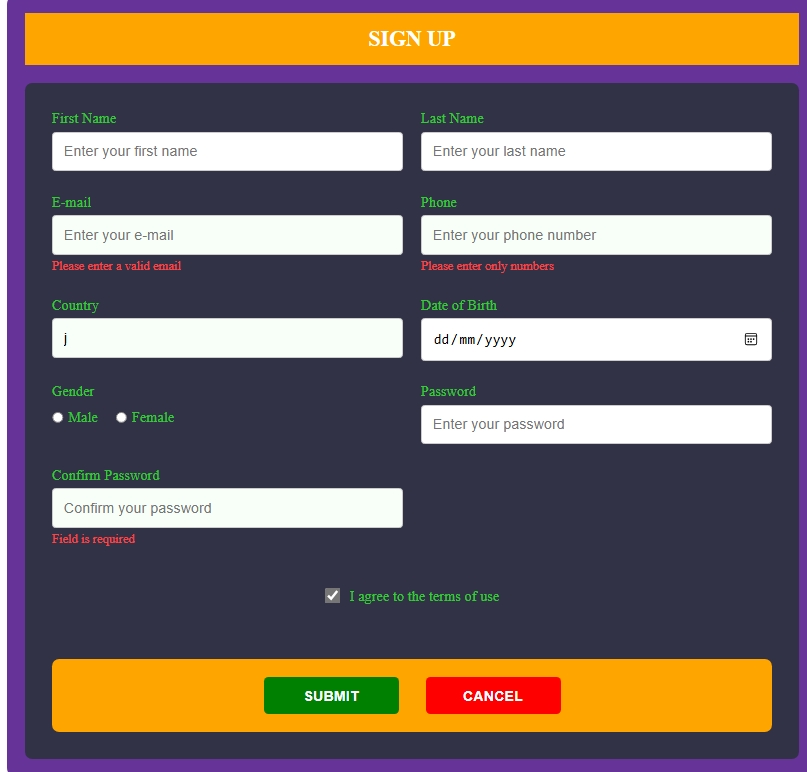 Login/Sign up Page Project